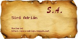 Siró Adrián névjegykártya